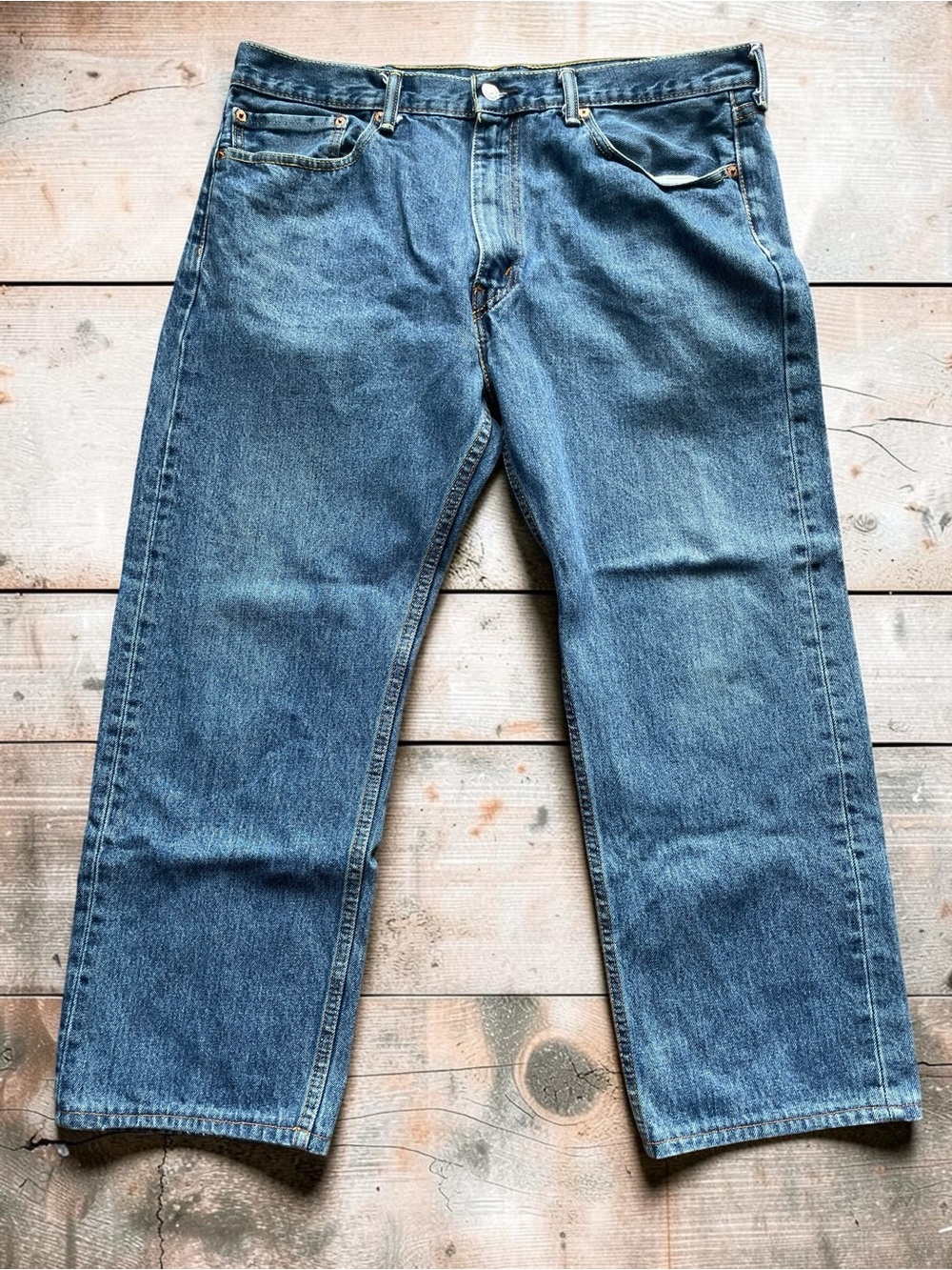 Levi's 505 Relaxed Straight Jeans in Medium Blue Denim Size 38x29